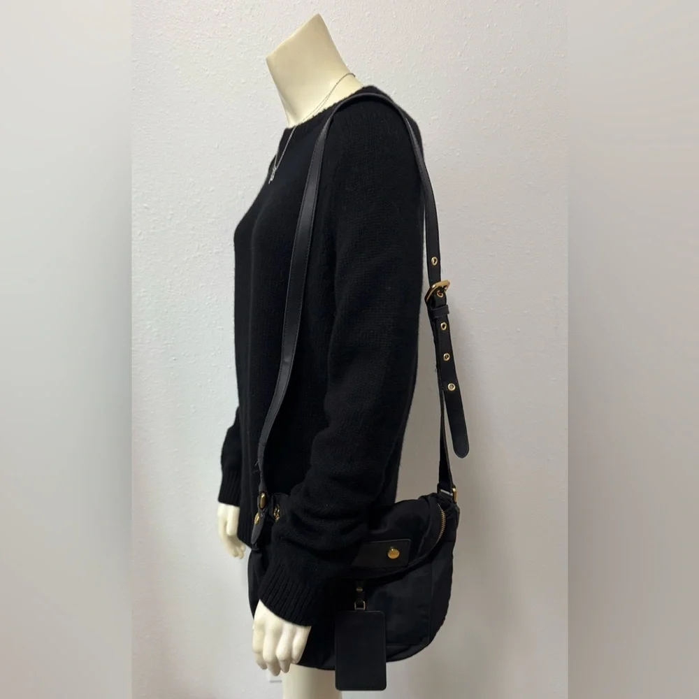 Marc Jacobs Black Nylon Natasha Crossbody Bag, Faux Leather Trim, Gold Hardware